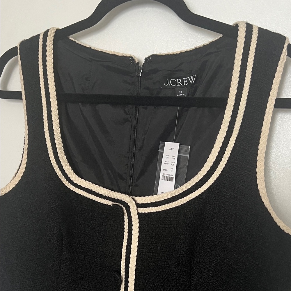 J. Crew Black Sleeveless Midi Dress with Cream Trim - Picture 7 of 7